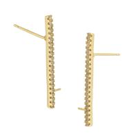 Brass Earring Stud Component Rectangle gold color plated DIY & with rhinestone golden nickel lead & cadmium free 1mm Sold By PC