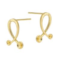 Brass Earring Stud Component, gold color plated, fashion jewelry & for woman, golden, nickel, lead & cadmium free, 8x13x14mm,1mm, Sold By PC