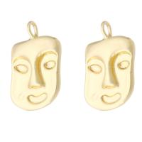Brass Jewelry Pendants, Face, gold color plated, Unisex, golden, nickel, lead & cadmium free, 10x17x3mm, Hole:Approx 2mm, Sold By PC