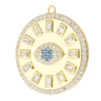 Rhinestone Brass Pendants Flat Round gold color plated Unisex & with rhinestone golden nickel lead & cadmium free Approx 0.5mm Sold By PC