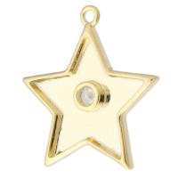 Rhinestone Brass Pendants Star gold color plated Unisex & with rhinestone golden nickel lead & cadmium free Approx 1.5mm Sold By PC