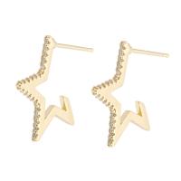 Brass Stud Earring gold color plated for woman & with rhinestone golden nickel lead & cadmium free 1mm Sold By PC