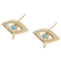 Brass Earring Drop Component gold color plated DIY & enamel & with rhinestone golden nickel lead & cadmium free 1mm Sold By PC