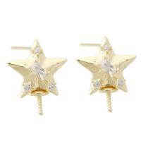 Brass Earring Drop Component Star gold color plated DIY & with rhinestone golden nickel lead & cadmium free 1mm Sold By PC