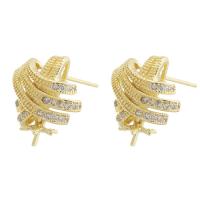 Brass Earring Drop Component gold color plated for woman & with rhinestone golden nickel lead & cadmium free 1mm Sold By PC