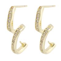 Brass Earring Stud Component gold color plated DIY & with rhinestone golden nickel lead & cadmium free 1mm Sold By PC