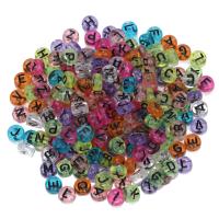 Alphabet Acrylic Beads, Round, DIY & enamel, more colors for choice, 4x7mm, 100PCs/Bag, Sold By Bag