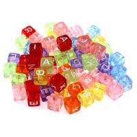 Alphabet Acrylic Beads,  Square, DIY & enamel, more colors for choice, 10x10mm, 100PCs/Bag, Sold By Bag