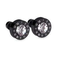 Stainless Steel Stud Earrings 304 Stainless Steel Vacuum Ion Plating fashion jewelry & for woman & with rhinestone black 4mm 9mm Sold By Pair
