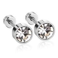 Stainless Steel Stud Earrings 304 Stainless Steel fashion jewelry & for woman & with rhinestone original color Sold By Pair