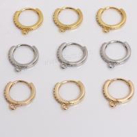 Brass Hoop Earring Components Round plated DIY & micro pave cubic zirconia nickel lead & cadmium free Sold By PC