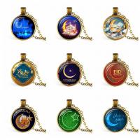 Time Gem Jewelry Necklace, Tibetan Style, with Glass, with 5cm extender chain, Round, antique brass color plated, fashion jewelry & Unisex & epoxy gel, more colors for choice, nickel, lead & cadmium free, 25x27mm, Length:50 cm, Sold By PC
