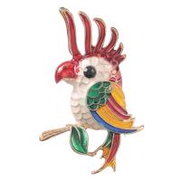 Enamel Brooch, Tibetan Style, Parrot, gold color plated, for woman, nickel, lead & cadmium free, 48x30mm, 10PCs/Lot, Sold By Lot