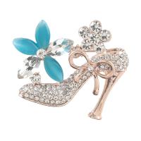 Rhinestone Brooch Zinc Alloy Shoes rose gold color plated for woman & with rhinestone nickel lead & cadmium free Sold By Lot