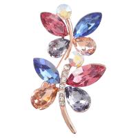Rhinestone Brooch, Tibetan Style, with Glass Rhinestone, Flower, rose gold color plated, for woman & with rhinestone, more colors for choice, nickel, lead & cadmium free, 24x40mm, 10PCs/Lot, Sold By Lot