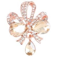 Rhinestone Brooch Zinc Alloy with Glass Rhinestone Flower rose gold color plated for woman & with rhinestone & hollow nickel lead & cadmium free Sold By Lot