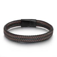 Cowhide Bracelet with Zinc Alloy fashion jewelry & for man 11mm Length Approx 8.46 Inch Sold By PC