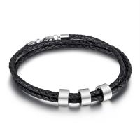 Cuir bracelet, avec Acier inoxydable 304, bijoux de mode & multicouche & pour homme, plus de couleurs à choisir, Longueur:Environ 8.46 pouce, Vendu par PC