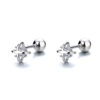 925 Sterling Silver Stud Earrings plated for woman & with rhinestone 5.80mm Sold By Pair