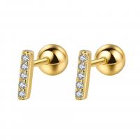 925 Sterling Silver Stud Earrings plated for woman & with rhinestone Sold By Pair