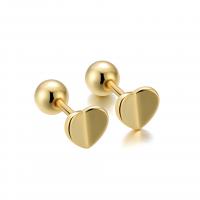 Boucle d'oreille bijoux en argent sterling, Argent sterling 925, coeur, Placage, pour femme, plus de couleurs à choisir, 5.50x5.10mm, Vendu par paire