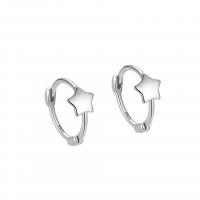 925 Sterling Silver Huggie Hoop Earring Star plated for woman 10mm Approx 6mm Sold By Pair