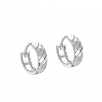 925 Sterling Silver Huggie Hoop Earring, plated, for woman & faceted, more colors for choice, 4x13mm, Sold By Pair
