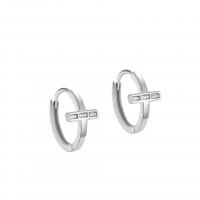 925 Sterling Silver Huggie Hoop Earring, plated, for woman & with rhinestone, more colors for choice, 14mm, Sold By Pair