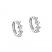 925 Sterling Silver Huggie Hoop Earring, plated, for woman & with rhinestone, more colors for choice, 12.50mm, Sold By Pair
