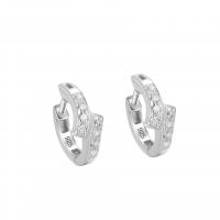 925 Sterling Silver Huggie Hoop Earring, plated, for woman & with rhinestone, more colors for choice, 5.40x13mm, Sold By Pair