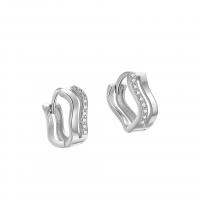 925 Sterling Silver Huggie Hoop Earring, plated, for woman & with rhinestone & hollow, more colors for choice, 4.80x11.50mm, Sold By Pair