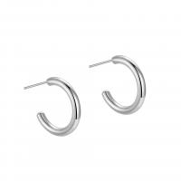 925 Sterling Silver Stud Earrings, platinum color plated, for woman, 17mm, Sold By Pair