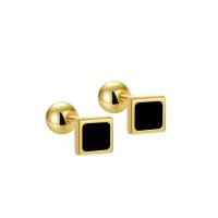 925 Sterling Silver Stud Earrings, Square, plated, for woman & epoxy gel, more colors for choice, 4.70x4.70mm, Hole:Approx 6mm, Sold By Pair