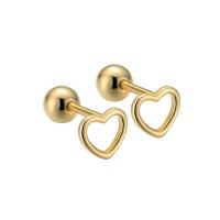 925 Sterling Silver Stud Earrings, Heart, plated, for woman & hollow, more colors for choice, 6.10x5.40mm, Sold By Pair