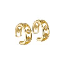925 Sterling Silver Earring Clip plated for woman & with rhinestone & hollow Sold By Pair
