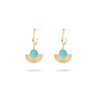 Stainless Steel Drop Earring, 304 Stainless Steel, with turquoise, Vacuum Plating, for woman, golden, 15x23mm, Sold By Pair