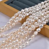Perle perline Keishi coltivate d'acqua dolce, perla d'acquadolce coltivata naturalmente, naturale, DIY, bianco, 9-10mm, Venduto per Appross. 37-40 cm filo