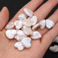 Cultured Baroque Freshwater Pearl Beads, Heart, natural, DIY & no hole, white, 15x15mm, Sold By PC