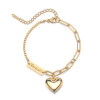 Stainless Steel Jewelry Bracelet, 304 Stainless Steel, 304 stainless steel lobster clasp, Heart, plated, for woman, more colors for choice, 16mm, Length:23 cm, Sold By PC