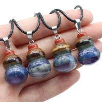Natural Stone Pendant with Zinc Alloy Calabash polished mixed colors Sold By PC