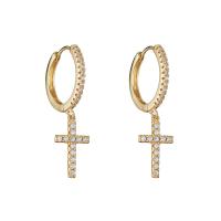 Cubic Zirconia Micro Pave Brass Earring, brass hoop earring, plated, micro pave cubic zirconia & for woman, more colors for choice, 30mm, Sold By Pair