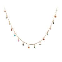 Tibetan Style Necklace, with Natural Stone, Tibetan Style lobster clasp, plated, for woman, more colors for choice, Length:38 cm, Sold By PC