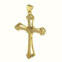 Cubic Zirconia Micro Pave 925 Sterling Silver Pendant Brass Cross gold color plated fashion jewelry & DIY & micro pave cubic zirconia golden Approx 4mm Sold By Lot