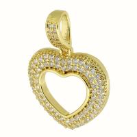 Cubic Zirconia Micro Pave 925 Sterling Silver Pendant, Brass, Heart, gold color plated, fashion jewelry & DIY & micro pave cubic zirconia, golden, 25x25x4mm, Hole:Approx 4mm, 10PCs/Lot, Sold By Lot