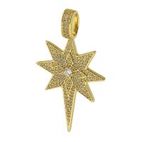 Cubic Zirconia Micro Pave Brass Pendant gold color plated fashion jewelry & DIY & micro pave cubic zirconia golden Approx 3.5mm Sold By Lot