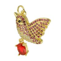 Cubic Zirconia Micro Pave 925 Sterling Silver Pendant, Brass, Bird, gold color plated, fashion jewelry & DIY & micro pave cubic zirconia, multi-colored, 25x18x4mm, Hole:Approx 3mm, 10PCs/Lot, Sold By Lot