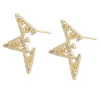 Brass Earring Stud Component, gold color plated, DIY & with rhinestone, golden, nickel, lead & cadmium free, 12x19mm,1mm, Sold By PC