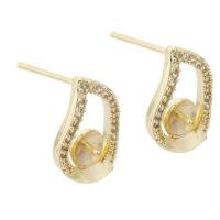 Brass Earring Stud Component gold color plated DIY & with rhinestone & hollow golden nickel lead & cadmium free 1mm Sold By PC