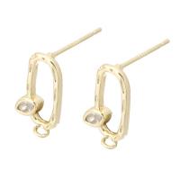 Brass Earring Drop Component, Bowknot, gold color plated, DIY & with rhinestone & hollow, golden, nickel, lead & cadmium free, 8x14.5mm,1mm, Sold By PC