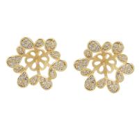 Brass Earring Stud Component Flower gold color plated DIY & with rhinestone golden nickel lead & cadmium free 1mm Sold By PC